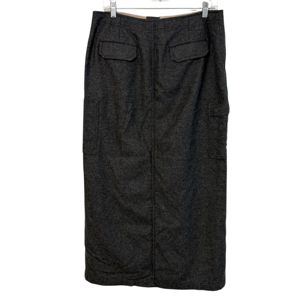 Eddie Bauer Size 12‎ Gray Wool Blend Midi Skirt Neutral Minimalist Western - Picture 2 of 5